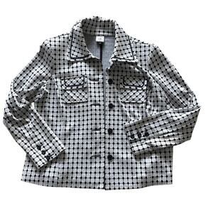 Cabi Vintage Navy White Geometric Print Blazer Size L Vietnam